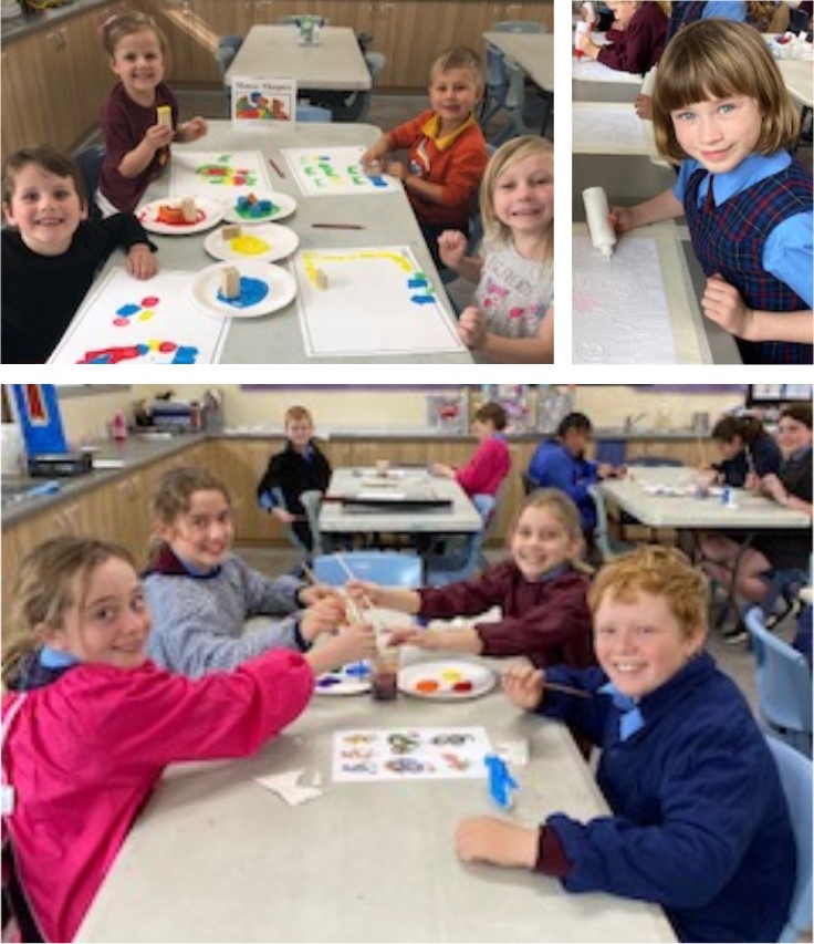 children creating artwork